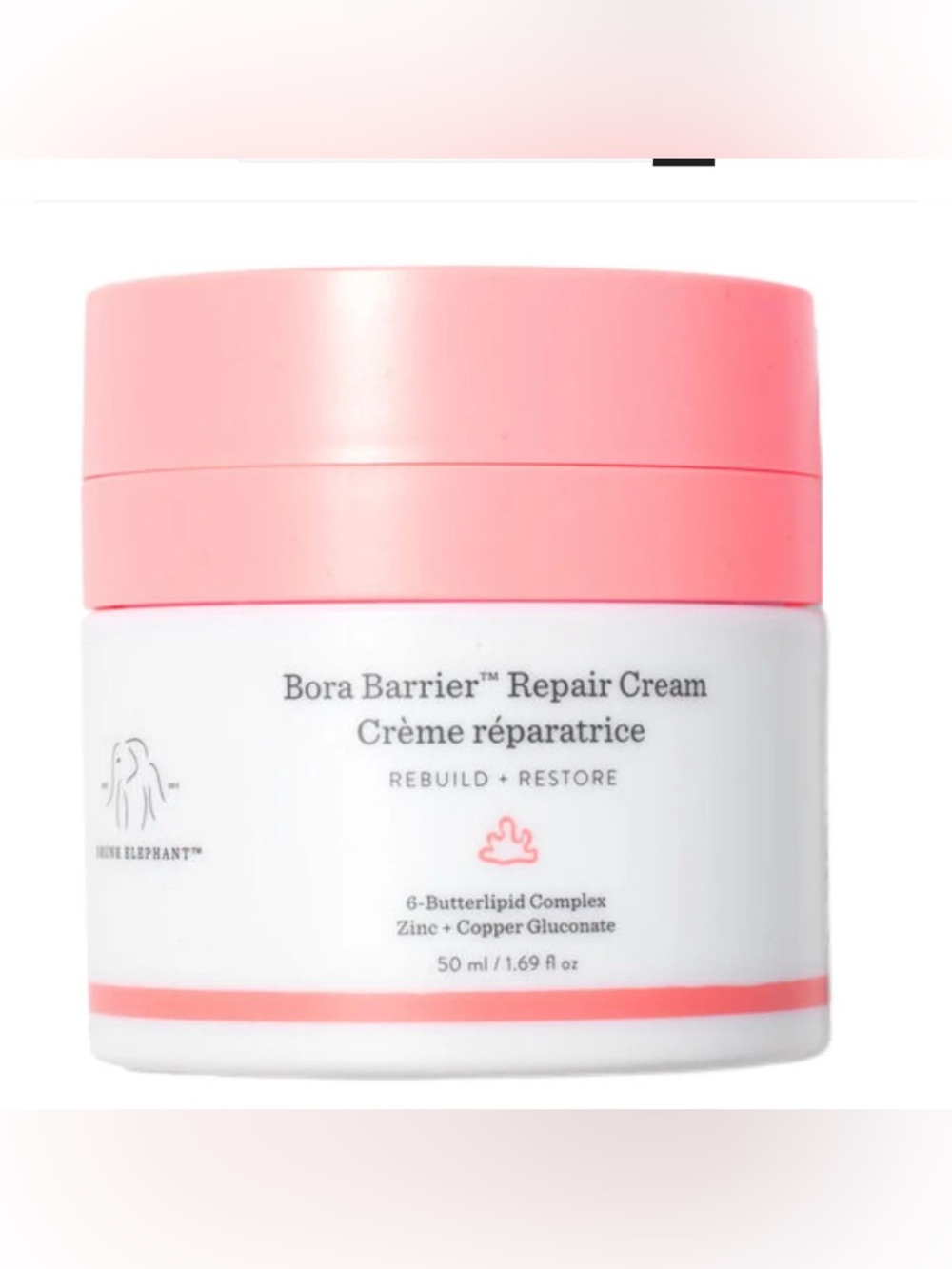 Drunk Elephant Bora Barrier Repair Cream - White with Coral Accent